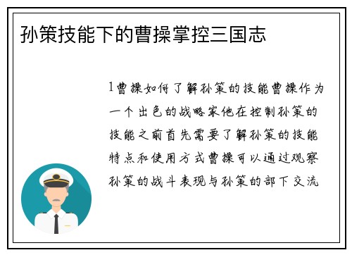 孙策技能下的曹操掌控三国志
